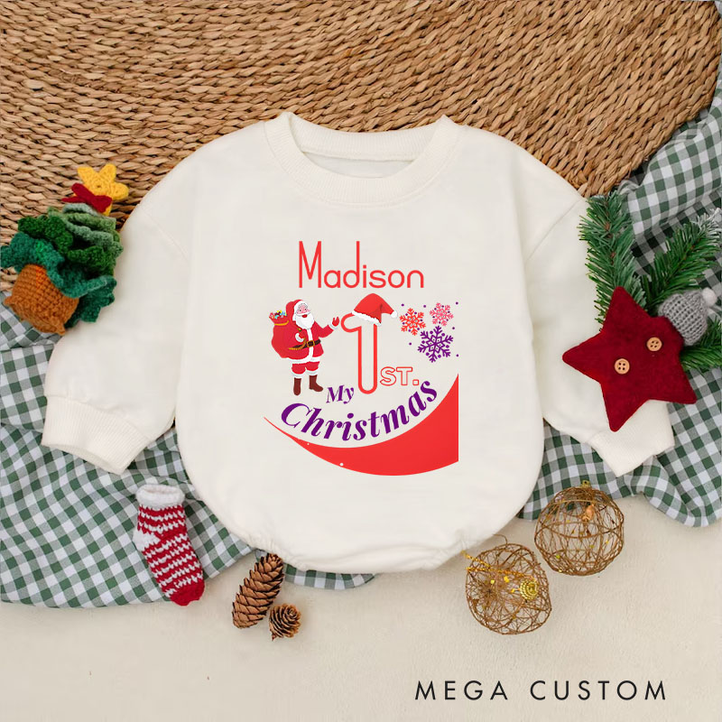Personalized My First Christmas Santa Baby Onesie Perfect for Marking a Baby’s Holiday Milestone Baby Bodysuit