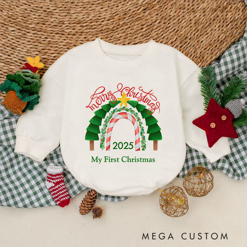 Personalized Rainbow Christmas Baby Onesie Perfect for Adding Brightness and Joy to Holiday Celebrations Baby Bodysuit