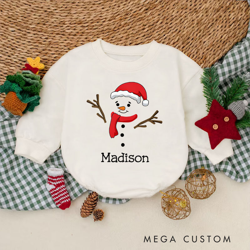 Personalized Snowman Baby Onesie Perfect for Adding Whimsy and Fun to a Baby’s Holiday Outfit Baby Bodysuit