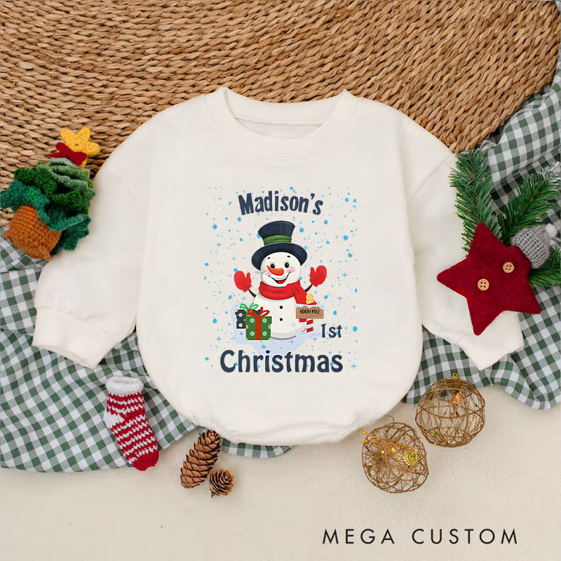 Personalized Baby’s First Christmas Snowman Baby Onesie Perfect for Celebrating a Baby’s Holiday Milestone Baby Bodysuit