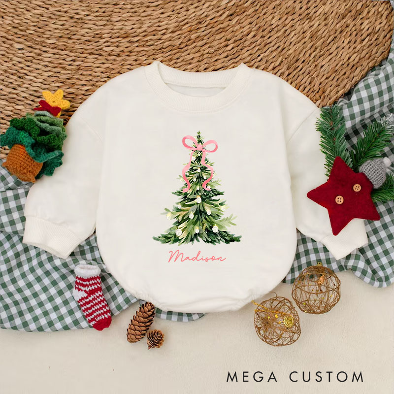 Personalized Christmas Tree Baby Onesie Perfect for Celebrating the Holiday Spirit with Festive Charm Baby Bodysuit