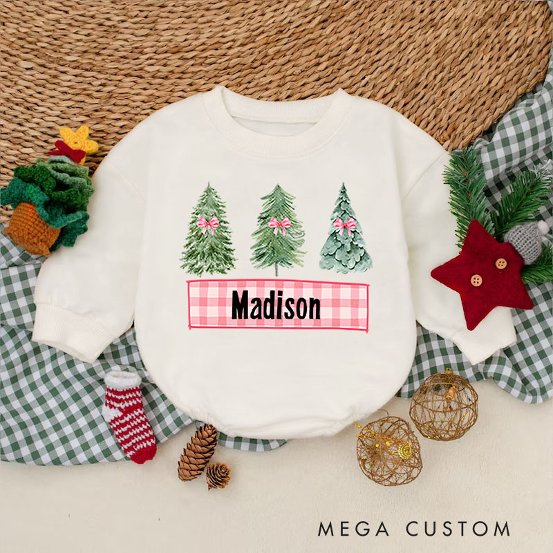 Personalized First Christmas Santa and Reindeer Baby Onesie Perfect for Cherishing a Baby’s Holiday Season Baby Bodysuit