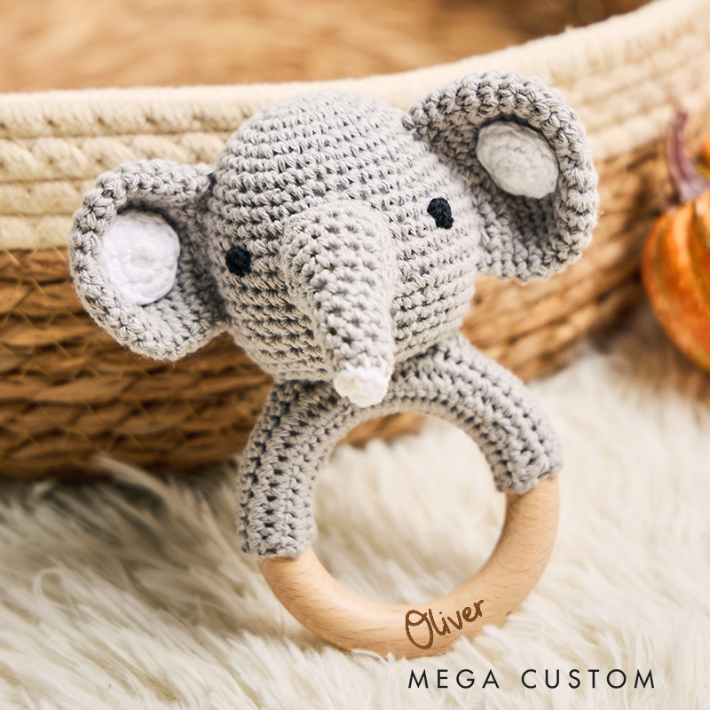 Personalized Whimsical Name Engraved Wooden Toy for Toddlers Adorable and Sweet Baby Wooden Rattle