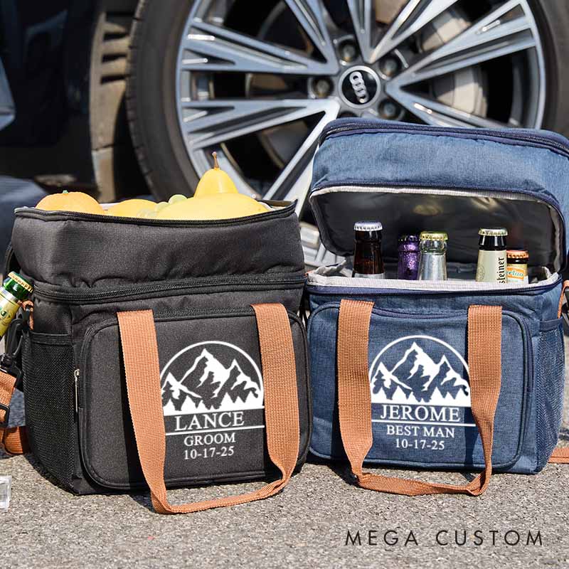 Personalized Groomsmen Cooler Bag Custom Mountain Beer Bag Gift for Groom  Best Man Proposal Cooler Bag Wedding Party Favors Bag