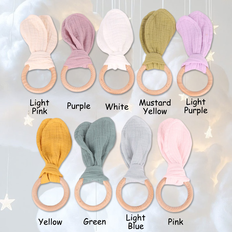 Personalized Handwritten Name Engraved Wooden Toy for Baby Boys and Girls Simple and Charming Bunny Ear Baby Rattle