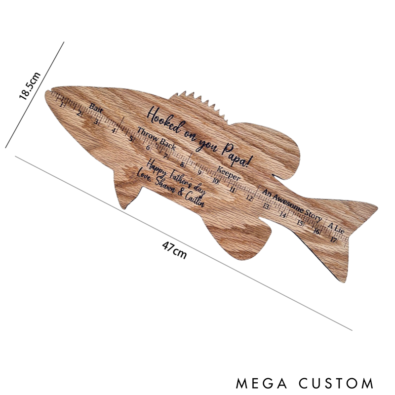 Personalized Wooden Fish Ruler Engraved Fishing Gift for Dad Fish ruler clipart Perfect for Measuring Catches and Celebrating Special Moments