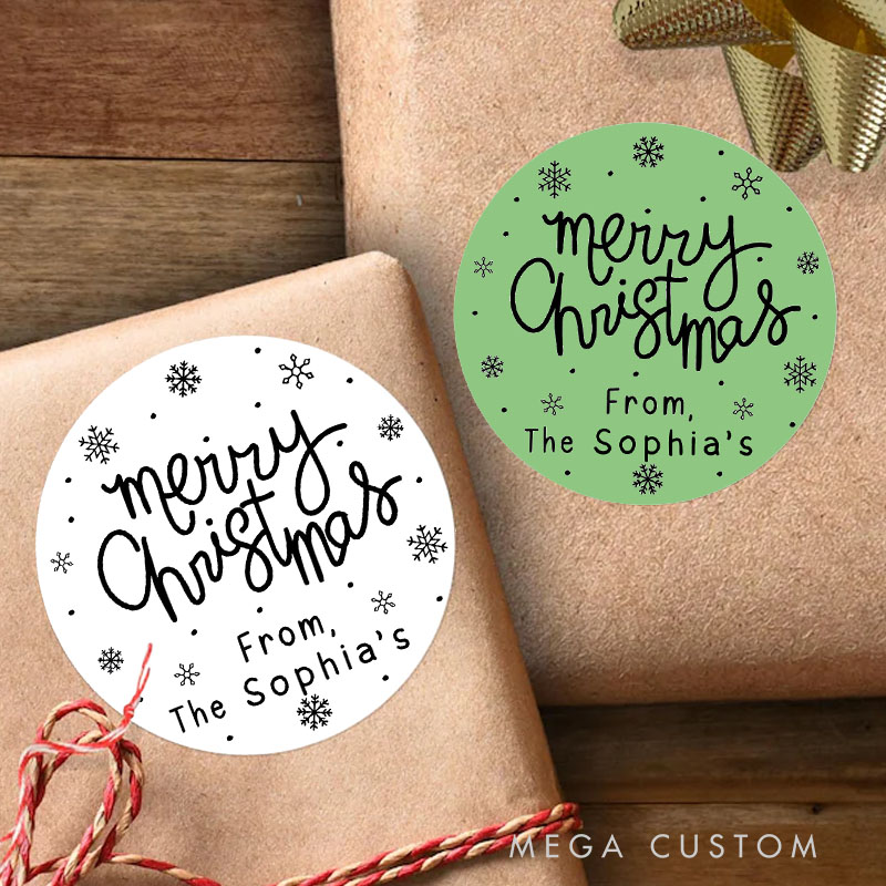 Personalized Elegant Snowflake Family Holiday Greetings Christmas Gift Tags