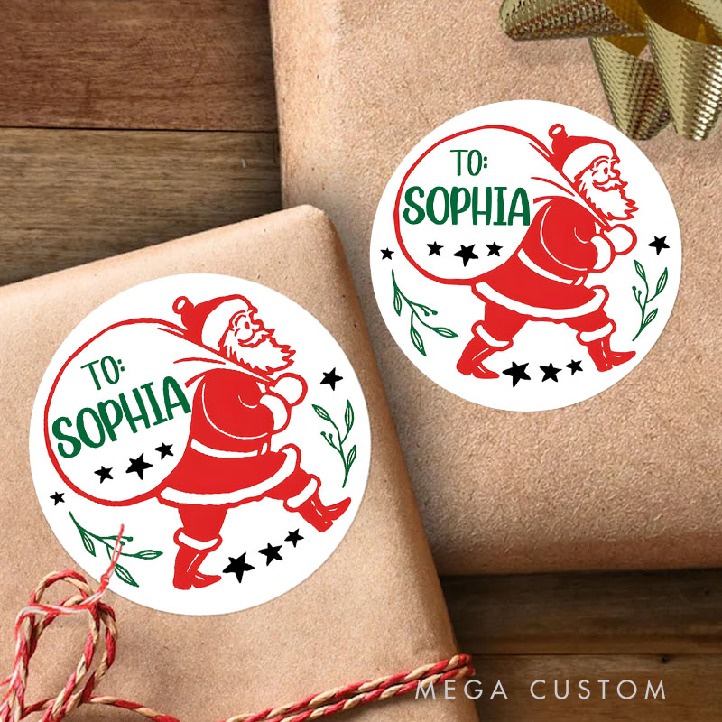 Personalized Classic Santa Delivers Festive Cheer to XX Christmas Gift Tags