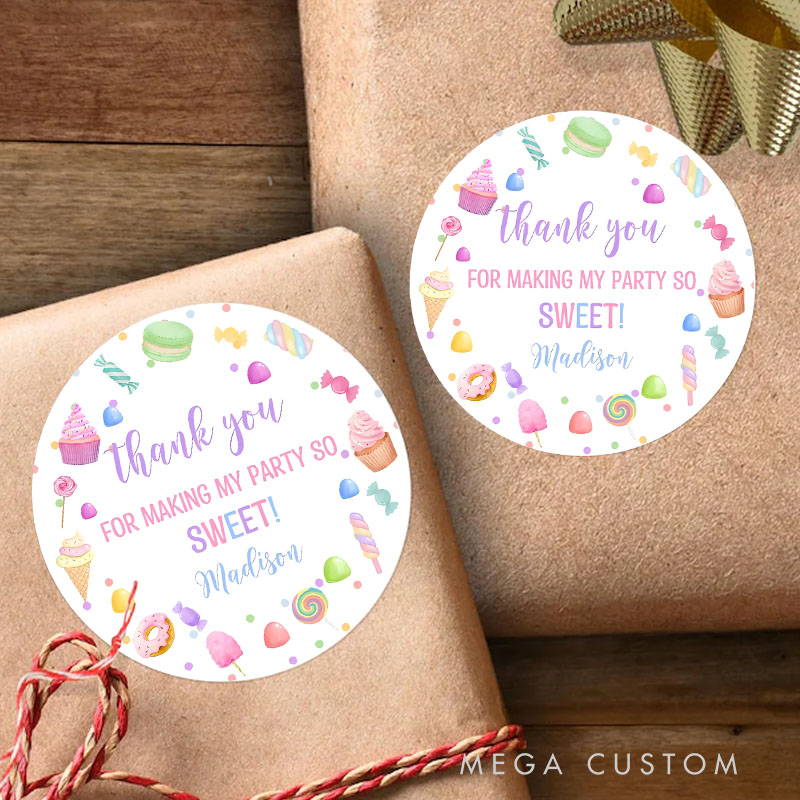 Personalized Sweet Celebration Thank You from XX's Party Gift Tags