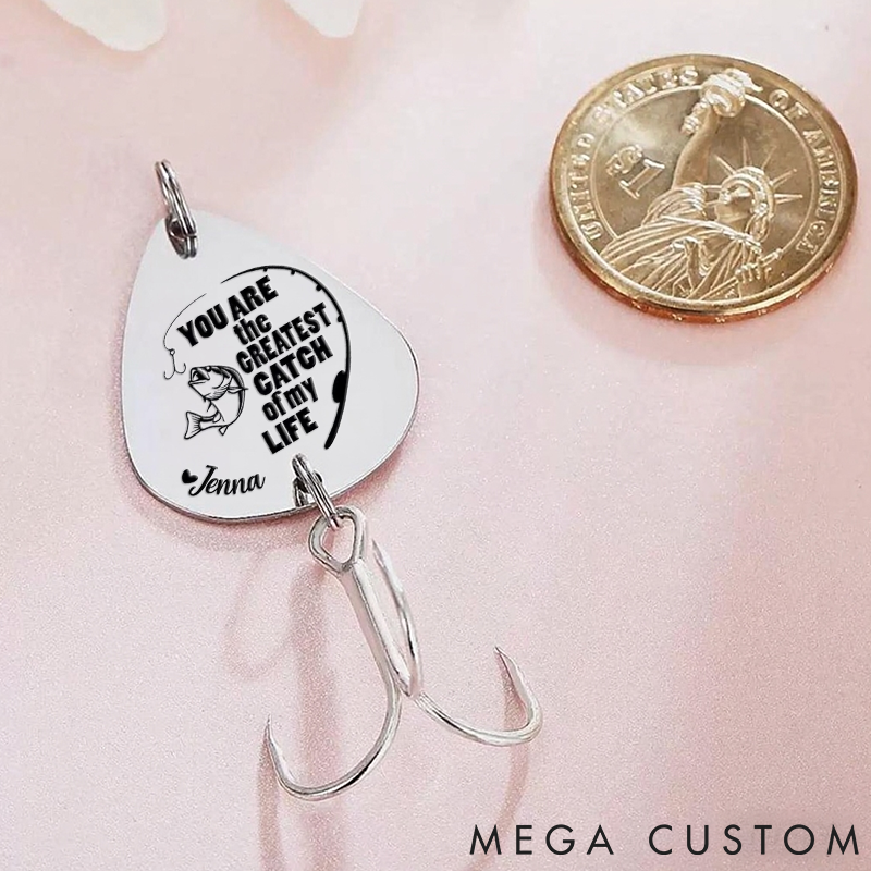 Personalized Fishing Keychain Greatest Catch Gift For Husband Boyfriend Engraved Gift Fisherman Personalized Valentines Anniversary Gift For Him