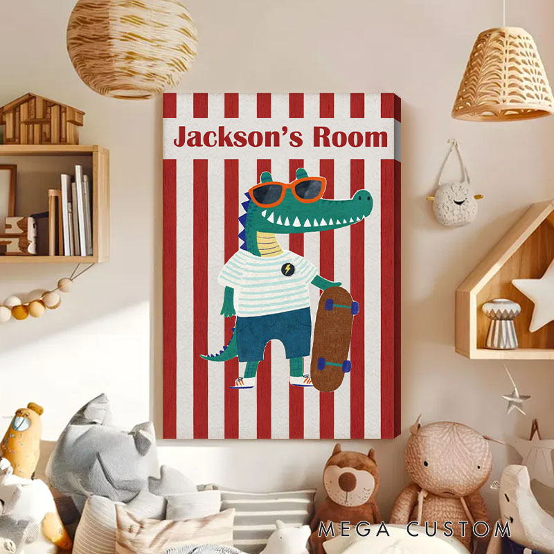 Personalized Room Decor for Kids with Custom Name and Playful Animal Illustration
