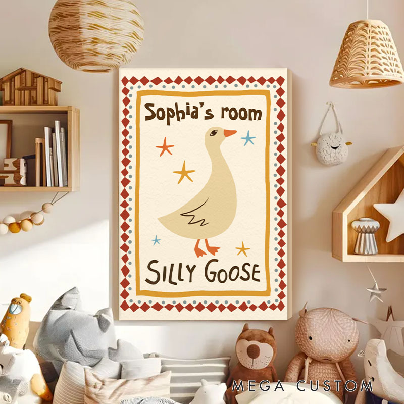 Personalized Silly Goose Poster with Custom Name for Playful and Fun Kids Room Decor