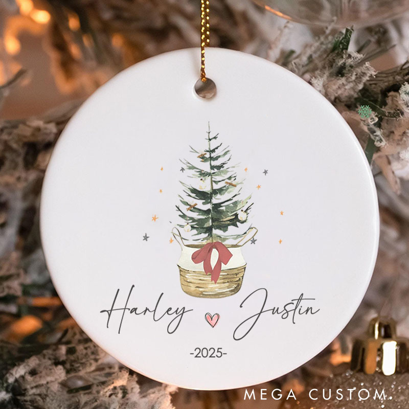 Personalized Rustic Christmas Tree Ornament Husband Wife 2025 Xmas Ornament Couple Holiday Keepsake Gift Couple Christmas Decor Ornament