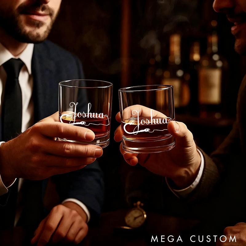 Personalized Fishing Hook Glass Etched Rocks Glasses Bourbon Whiskey Scotch Glasses Fisherman Glass Old Fashioned Glass Unique Gift for Fishing Lover
