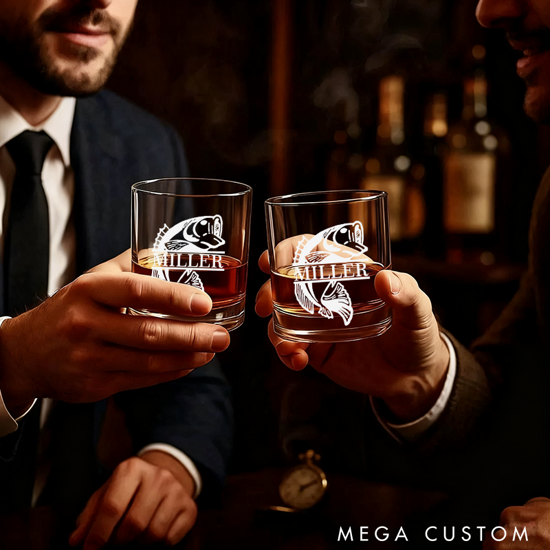 Personalized Fishing Hook Glass with Fish Design Custom Name Unique Gift for Anglers Fishermen and Outdoor Enthusiasts