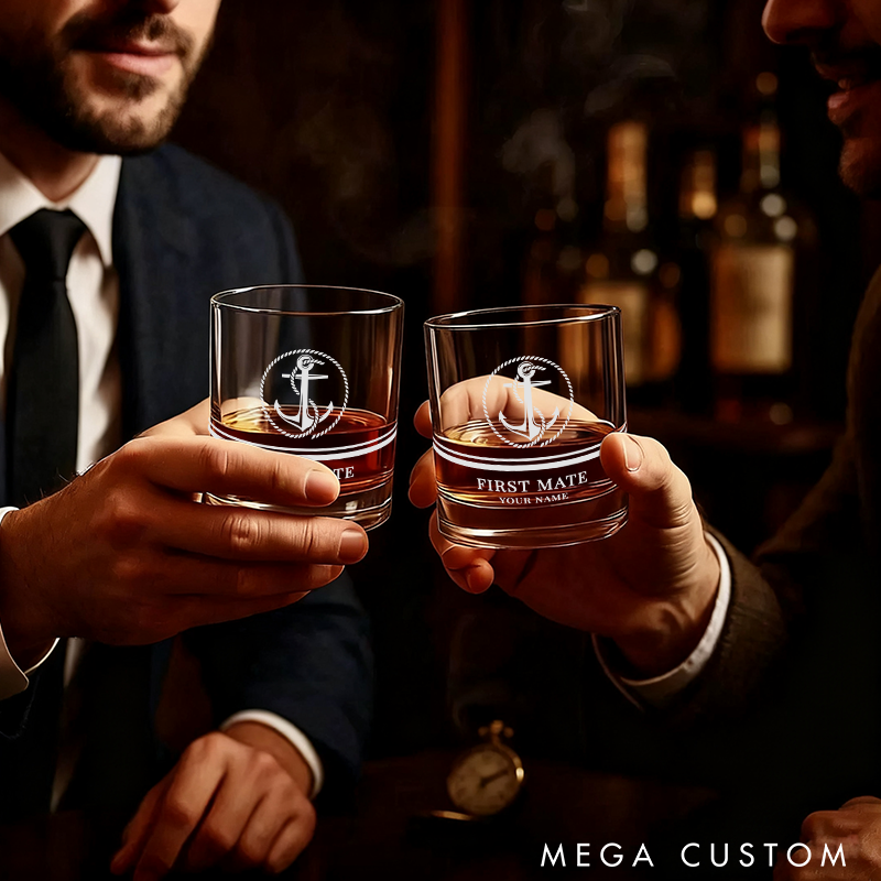 Personalized Fishing Whiskey Glass with Anchor Design Perfect Gift for Anglers Boating Enthusiast and First Mate