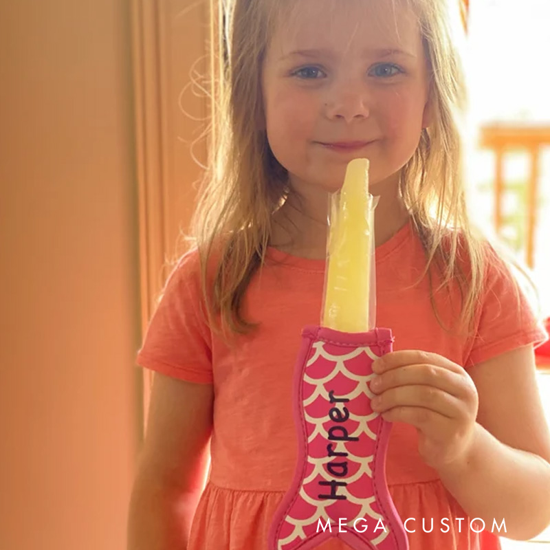 Personalized Mermaid Popsicle Holder for Kids to Enjoy Frozen Treats with Fun and Colorful Style Outdoors
