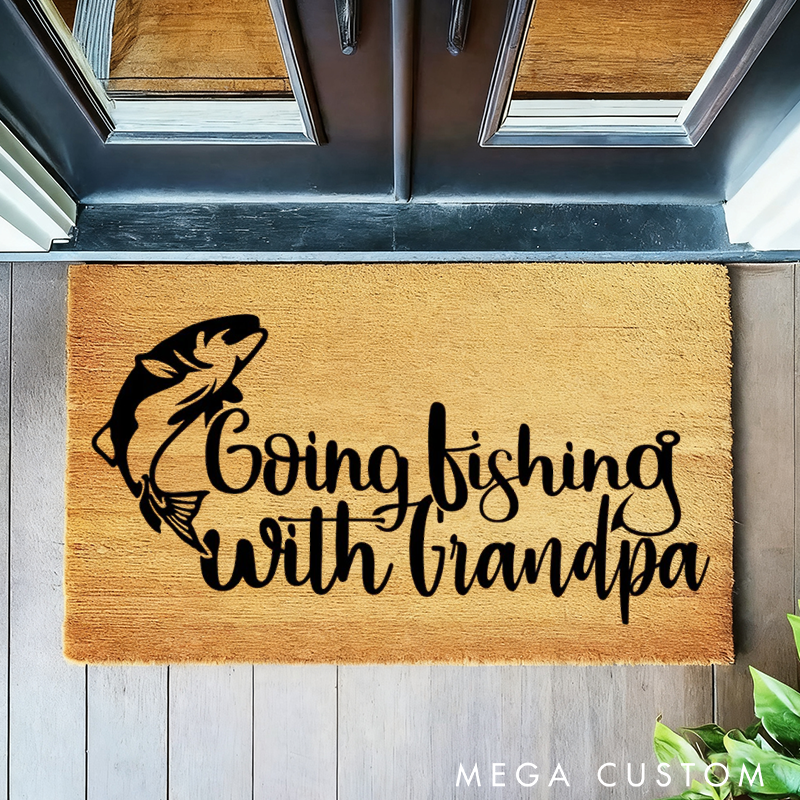 Personalised Going Fishing Doormat Welcome Mat Fathers Day Door Mat Family Home Decor Fathers Day Gift Perfect Gift for Fishing Lover