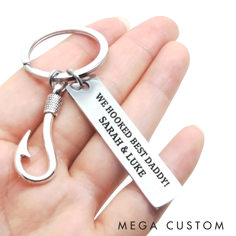 Personalized Fishing Keychain Personalized Fathers Day Gift for Dad Grandpa Stepdad Boyfriend Husband Father in Law Papa Fathers Day Gift from Kids
