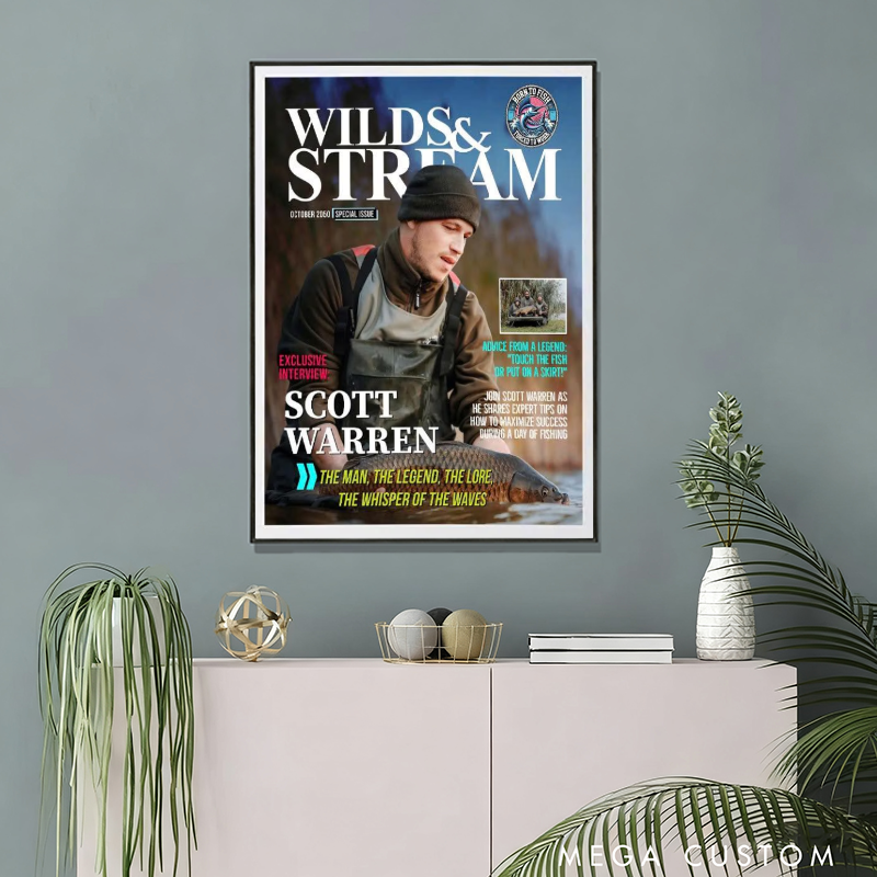 Personalized Fishing Magazine Cover Fishing Gifts for Men Fishing Dad Gift Funny Fisherman Gift Unique Gift for Fishing Enthusiasts and Outdoor Decor