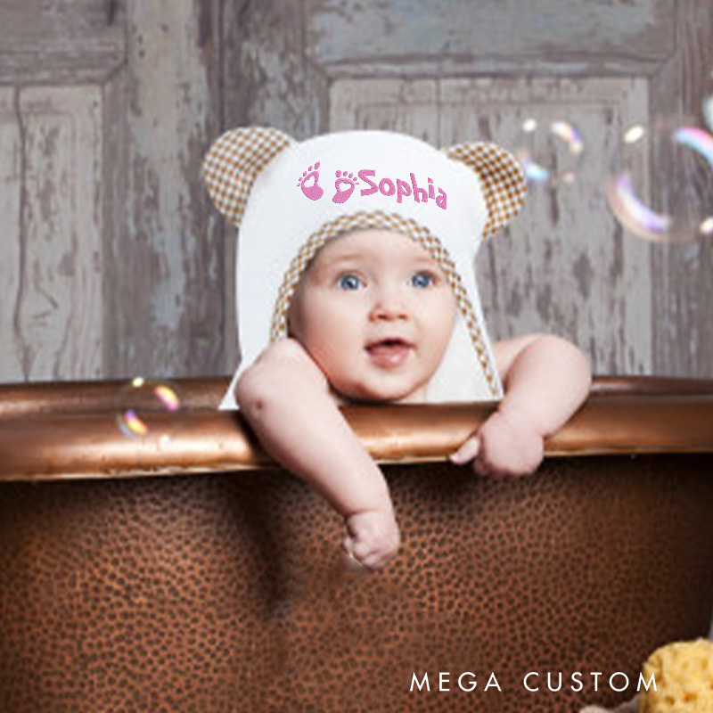 Personalized Baby Towel for Kids with Fun Ear Details and Soft Fabric Perfect for Bath Time
