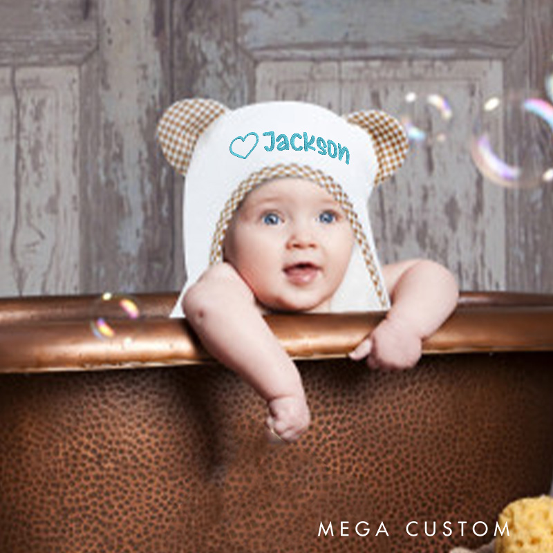 Personalized Embroidered Baby Towel for Infants Featuring Soft Cotton Material and Customizable Name Option