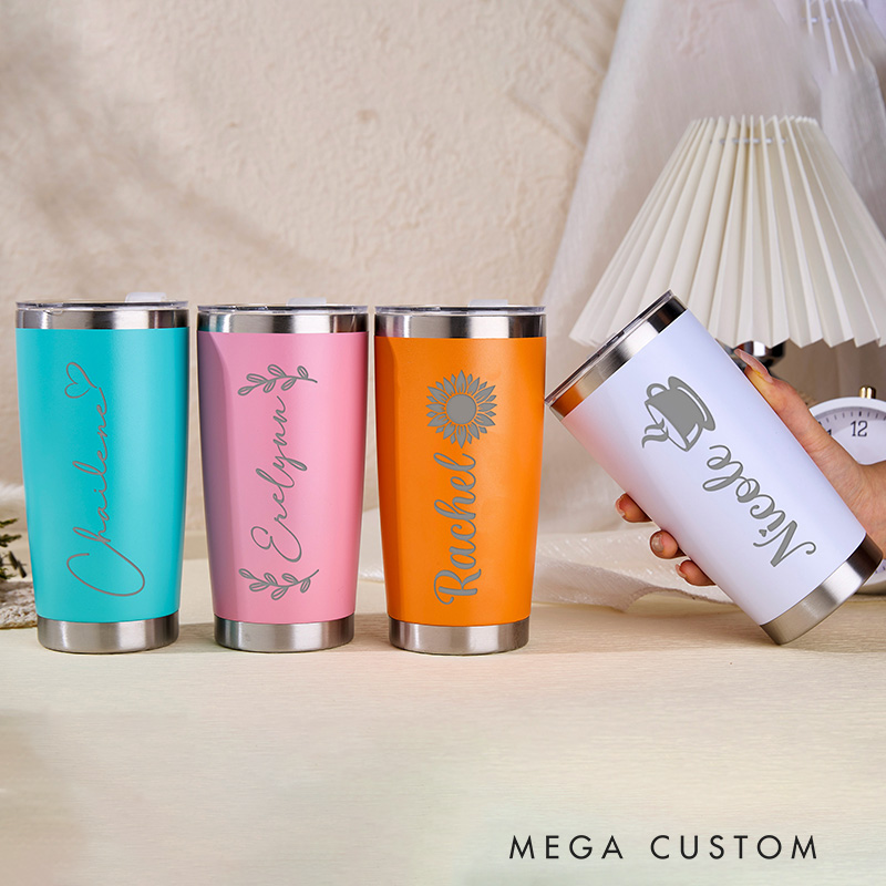 Personalized Name 20 oz Tumbler Laser Engraved Tumbler Stainless Steel Water Cup