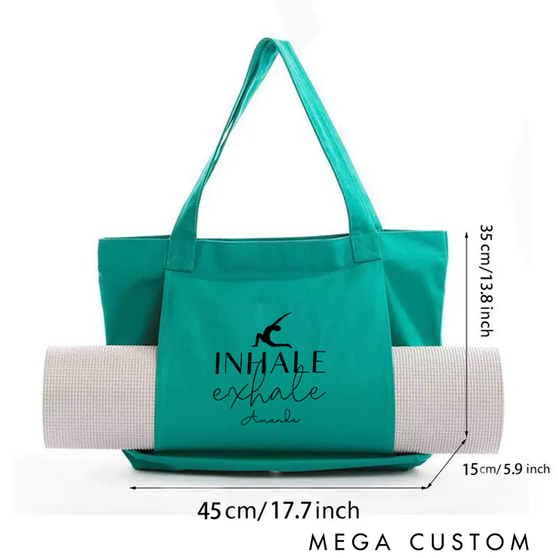 Personalized Inhale Exhale Yoga Tote Bag Yoga Mat Bag with Yoga Action Design Pilates Bag Meditation Bag Perfect for Yoga Lover