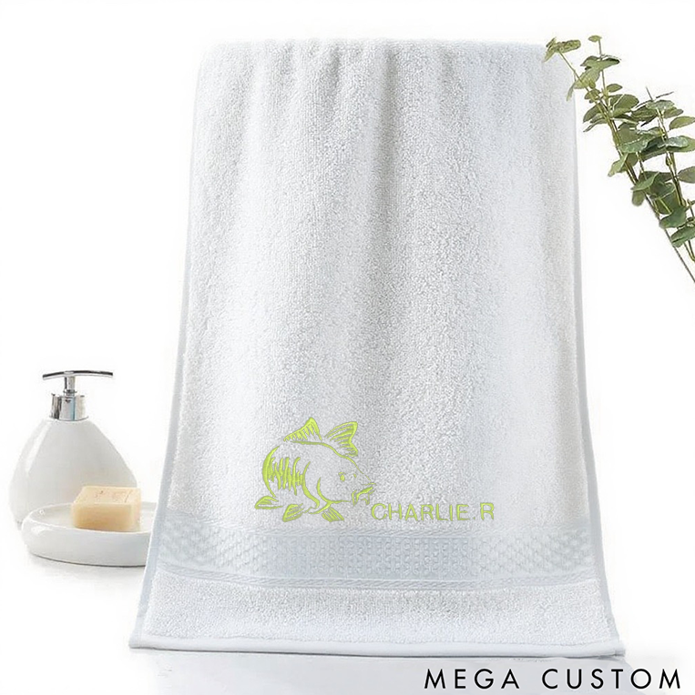 Personalized Fishing Towel Soft Absorbent and Durable Towel Perfect for Fishing Trips or Daily Use Great Gift for Fishing Enthusiasts