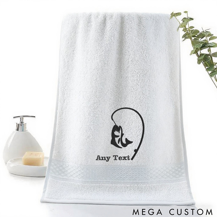 Personalized Fishing Hand Towel with Fish and Hook Pattern Perfect for Fishing Lover and Outdoor Use