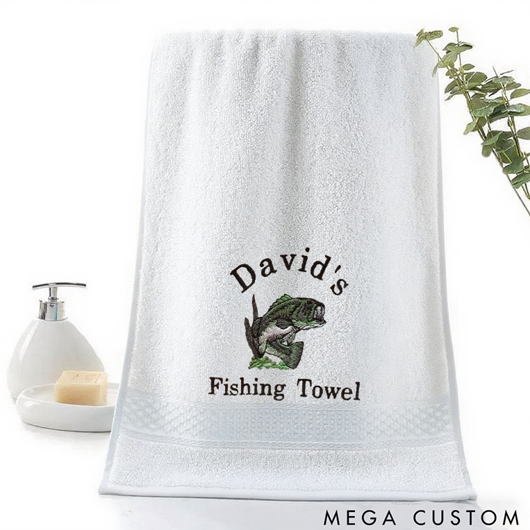 Personalized Bass Fishing Towel Fishing Microfiber Sports Towel Soft Absorbent Cotton Fishing Gift Perfect for Fishing Lover