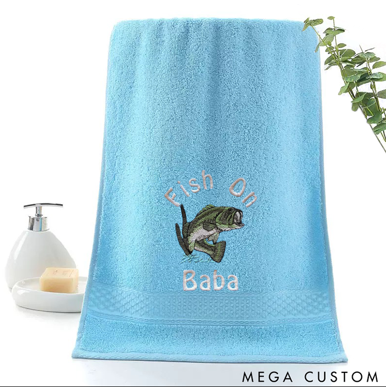 Personalized Fishing Embroidered Hand Towel Fishing Towel Bass Fishing Towel Fisherman Gift Perfect Gift for Fishing Lover