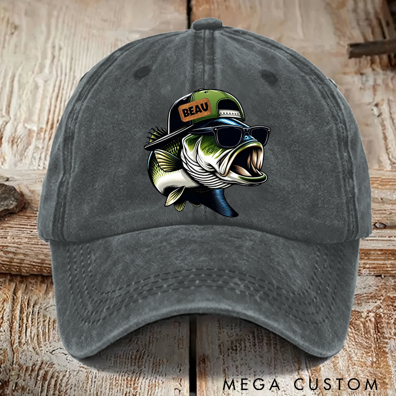 Personalized Funny Cartoon Fish Embroidered Fishing Hat Durable Cap for Anglers Perfect for Outdoor Adventures and Unique Fishing Gifts