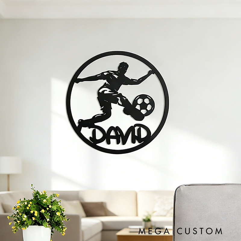 Personalized Soccer Wall Art Featuring Custom Name Design