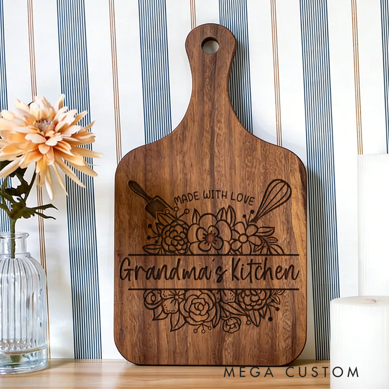 Personalized Grandma’s Kitchen Cutting Board Custom Engraved Cutting Board for Grandma Gifts Home Decor Cooking Anniversary Birthday
