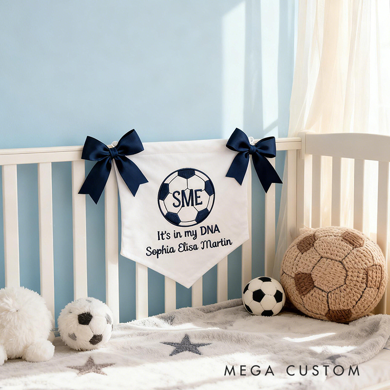 Personalized Soccer Baby Banner Custom Crib Sign with Name and Initials Baby Shower Gift Nursery Wall Decor Newborn Gifts