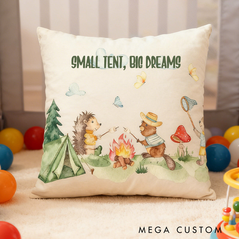 Personalized Woodland Adventure Pillow Custom Outdoor Camping Kid Pillow Children's Room Decor