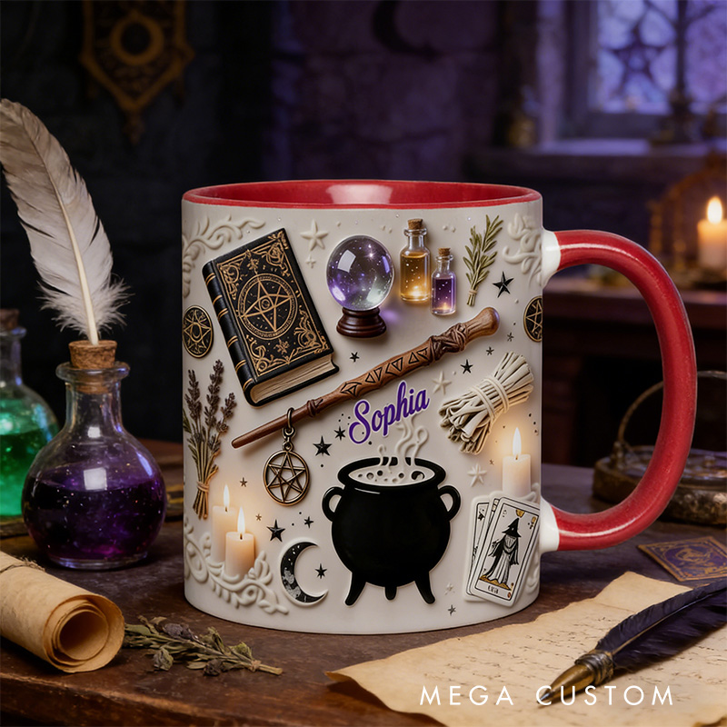 Personalized 2D Flat Witchcraft Mug Coffee Mug Magic Lover Mug Witchcore Gift Coffee Mug