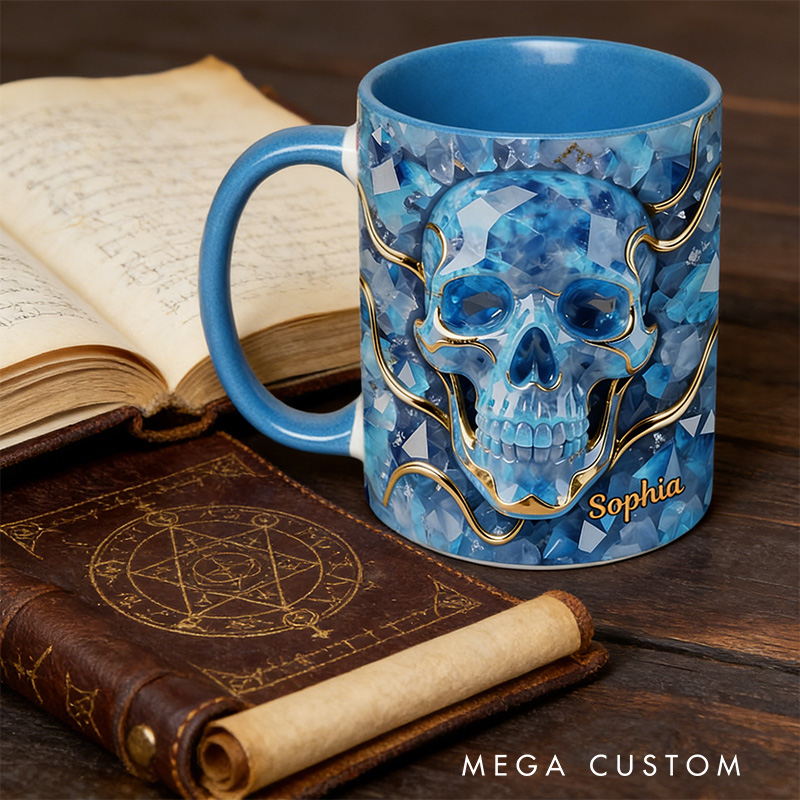 Personalized 2D Flat Magical Crystal Skull Mug Coffee Mug Magic Lover Mug Witchcore Gift Coffee Mug