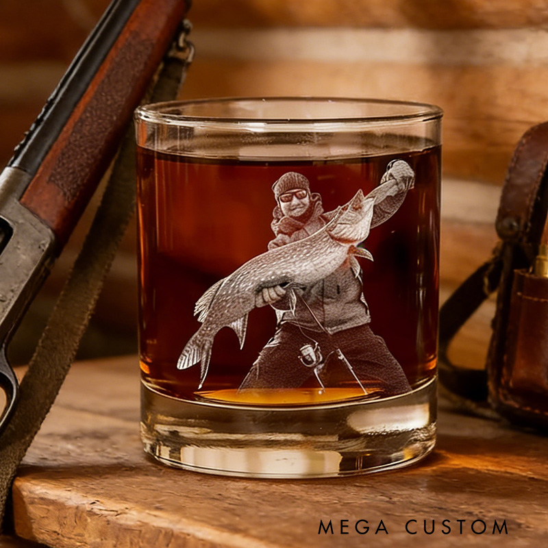 Personalized Fishing Whiskey Glass O'Fishally Retired Not My Problem Anymore Design Custom Photo Perfect Retirement Gift for Anglers