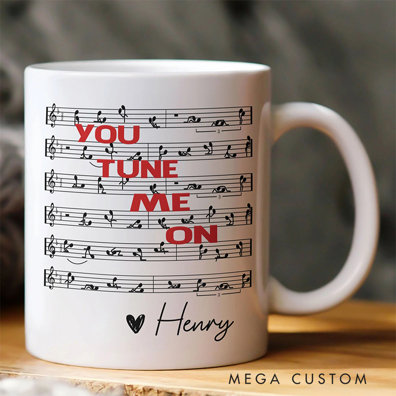 Personalized You Tune Me On Funny Music Custom Music Themed Mug for Music Lovers Couple Valentine's Day