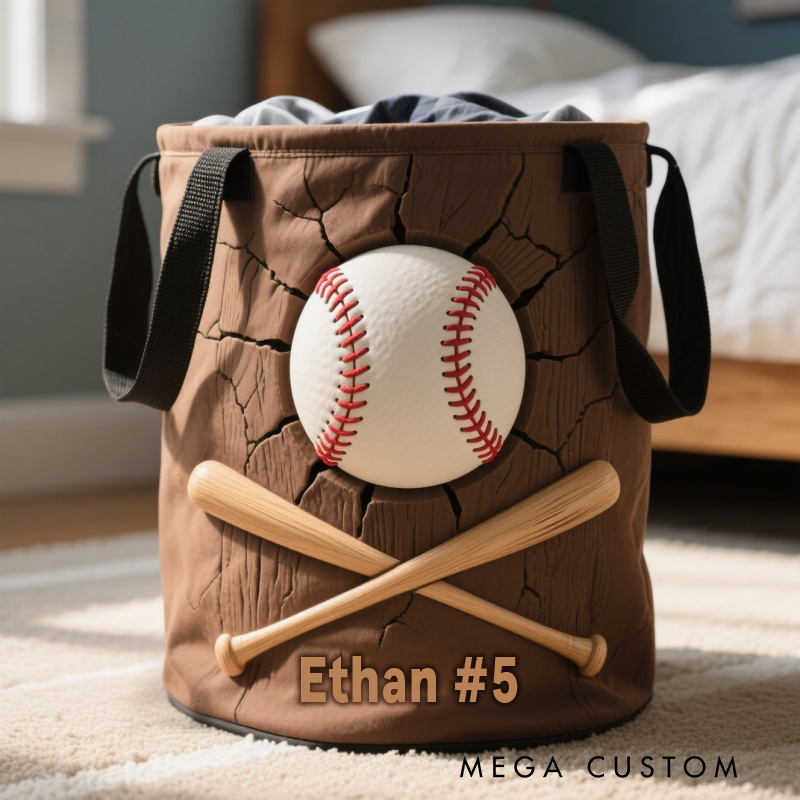 Personalized Baseball Basket with Custom Name and Number Design