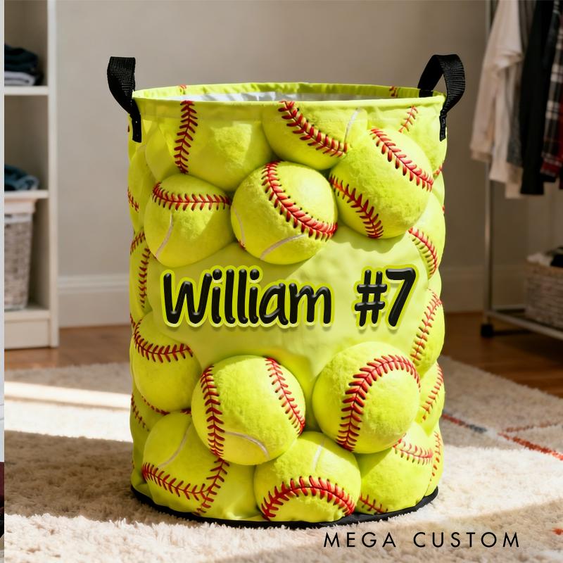 Personalized Softball Basket with Custom Name and Number Design