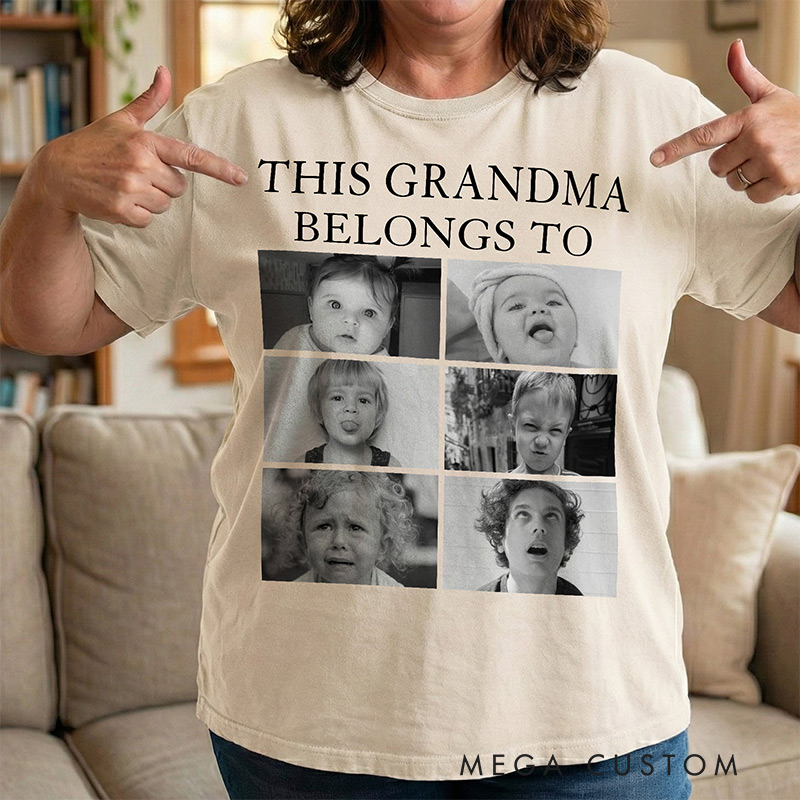 Personalized Photo Comfort Tee This Grandpa Grandma Mom Dad Belongs To Short Sleeves Custom Retro Vintage Photo Tees