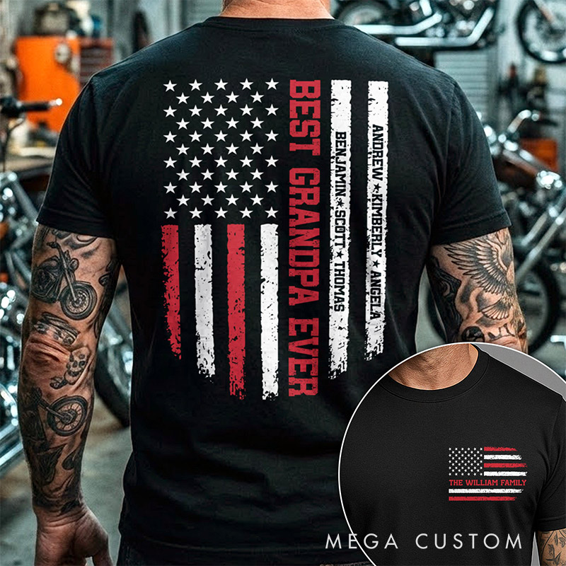 Personalized Best Grandpa Ever Best Dad Ever Shirt Custom Tees with Kids' Names Gift for Grandpa Dad 