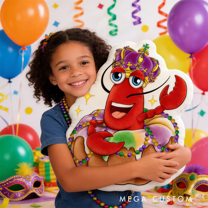 Personalized Lobster Throw Pillow Graphic 3D Print Cake Pillow with Name Mardi Gras for Girl Boy Kids Initial Pillow Baking Lover Gifts