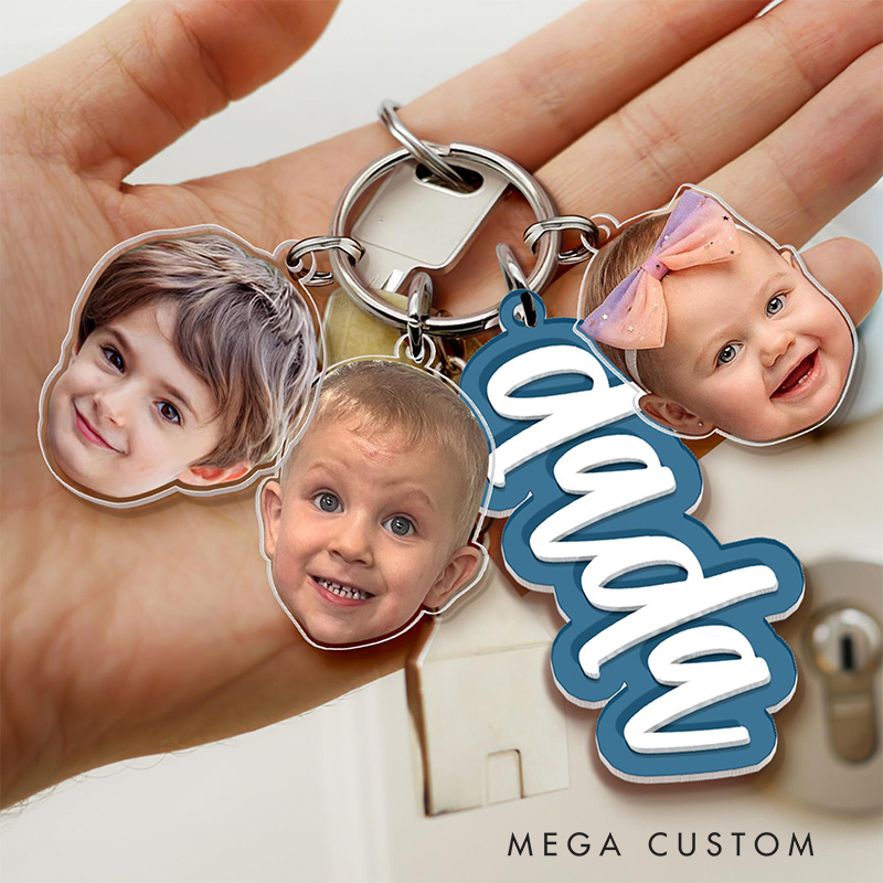 Personalized Grandma Keychain With Kids Face Charm Custom Gift for Grandma Nana Keychain Gift from Grandkids Gift for Mom