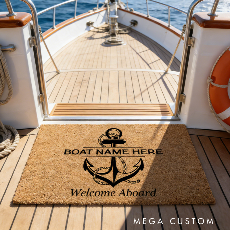 Personalized Custom Doormat Anchor Welcome Mat Family Name Fishing Boat Gifts for Husband Lover