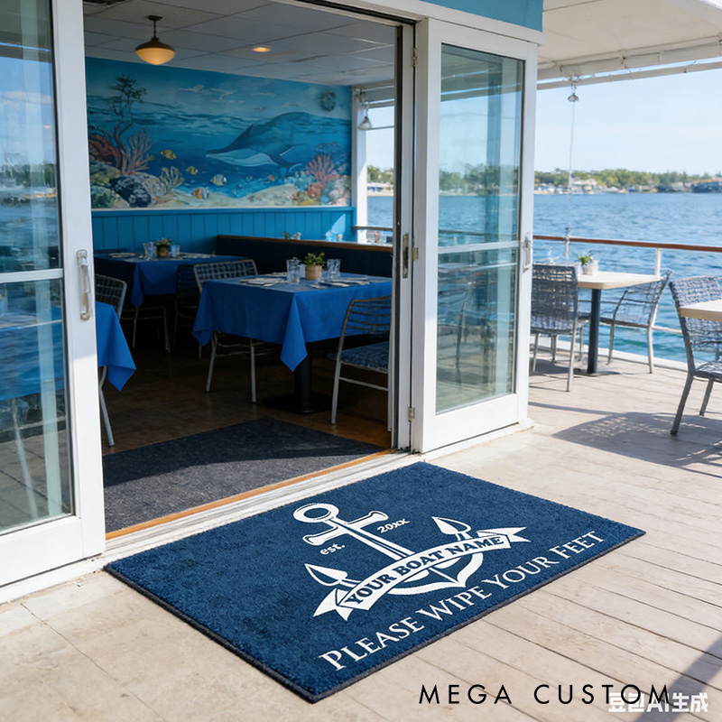 Personalized Custom Nautical Doormat with Anchor Mat Large Wipe Your Feet Gifts Outdoor Fishing Boat Mat