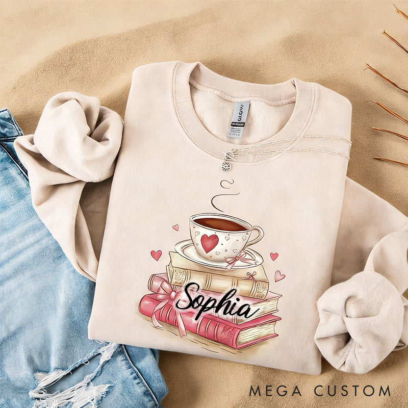 Personalized Book Lover Valentine Sweatshirt Coquette Valentine Bookish Sweatshirt for Reading Lovers